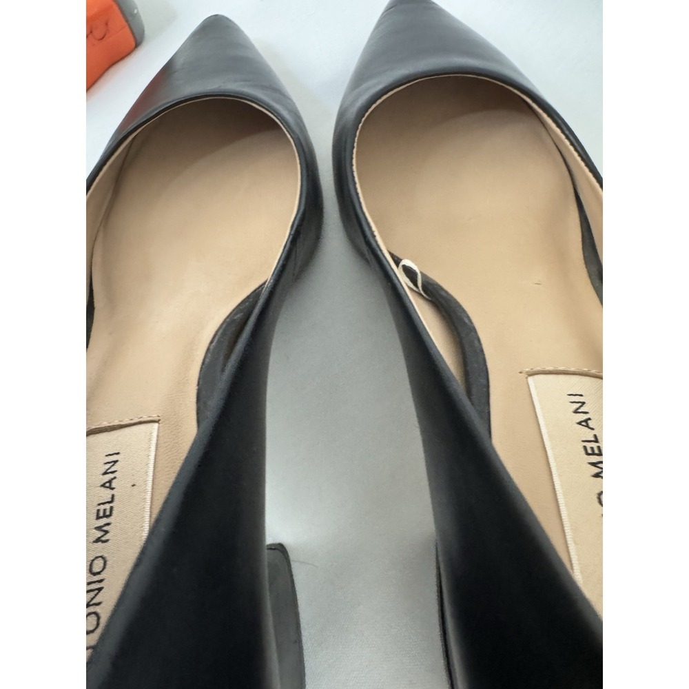 Antonio Melani Black Leather Heeled Pumps 7.5 Block - Picture 6 of 10